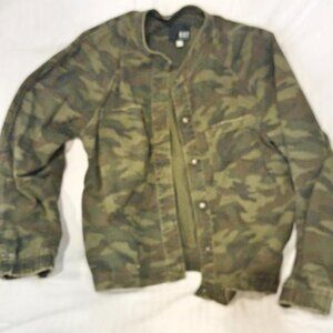 Kut From The Kloth Camo Jacket Size M Cropped Military Long Sleeve Cotton Twill